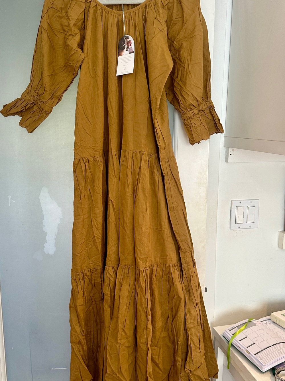 Daughters of India Mustard Tiered Maxi Dress